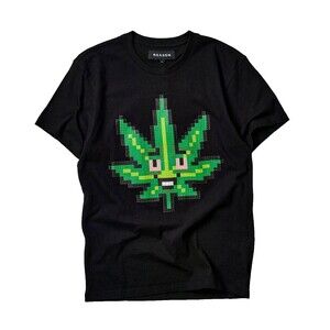Reason T-Shirt Men’s XXXL (3XL) Black Pixel Leaf Weed Cannabis Leaf 420 Tee